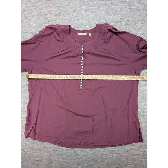 Soft Surroundings Button Front Top Womens 3X Lyocell Linen Peasant Sleeve - Picture 6 of 10